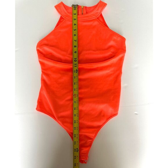 Glamazon Halter Neck Orange Bodysuit With Back Zipper Cutout S - Picture 8 of 9